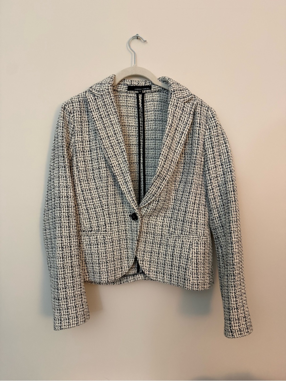 Nordstrom Black and White Tweed Single-Button Blazer